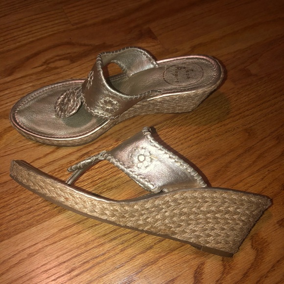 Jack Rogers Platinum Marbella Mid-wedge Sz 8.5 - Picture 1 of 7